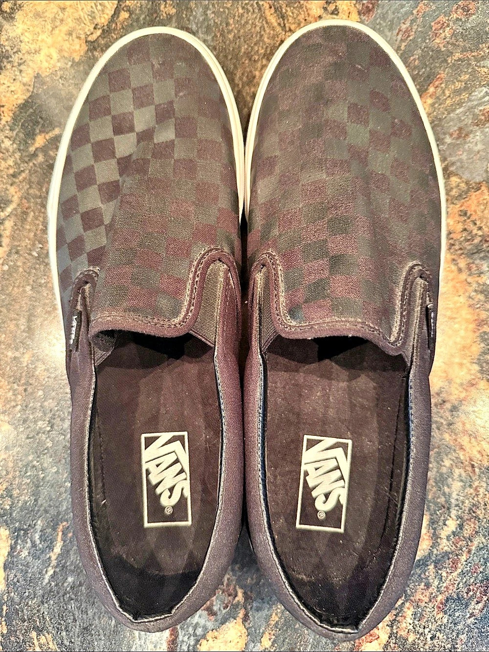 Vans Classic Slip-On Checkerboard Sneakers Black & White US 11.5